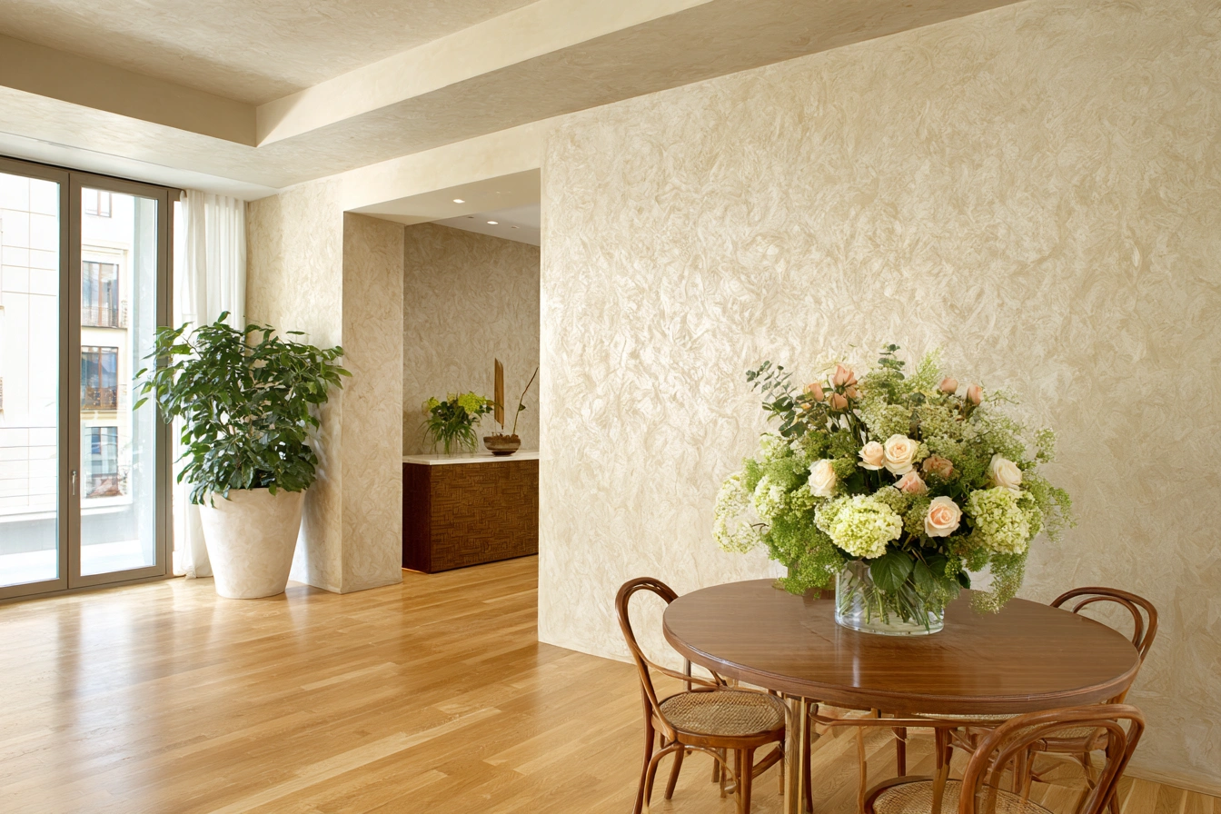 living room with flower arrangement